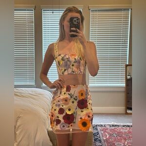 Folklore inspired flower two piece set XS